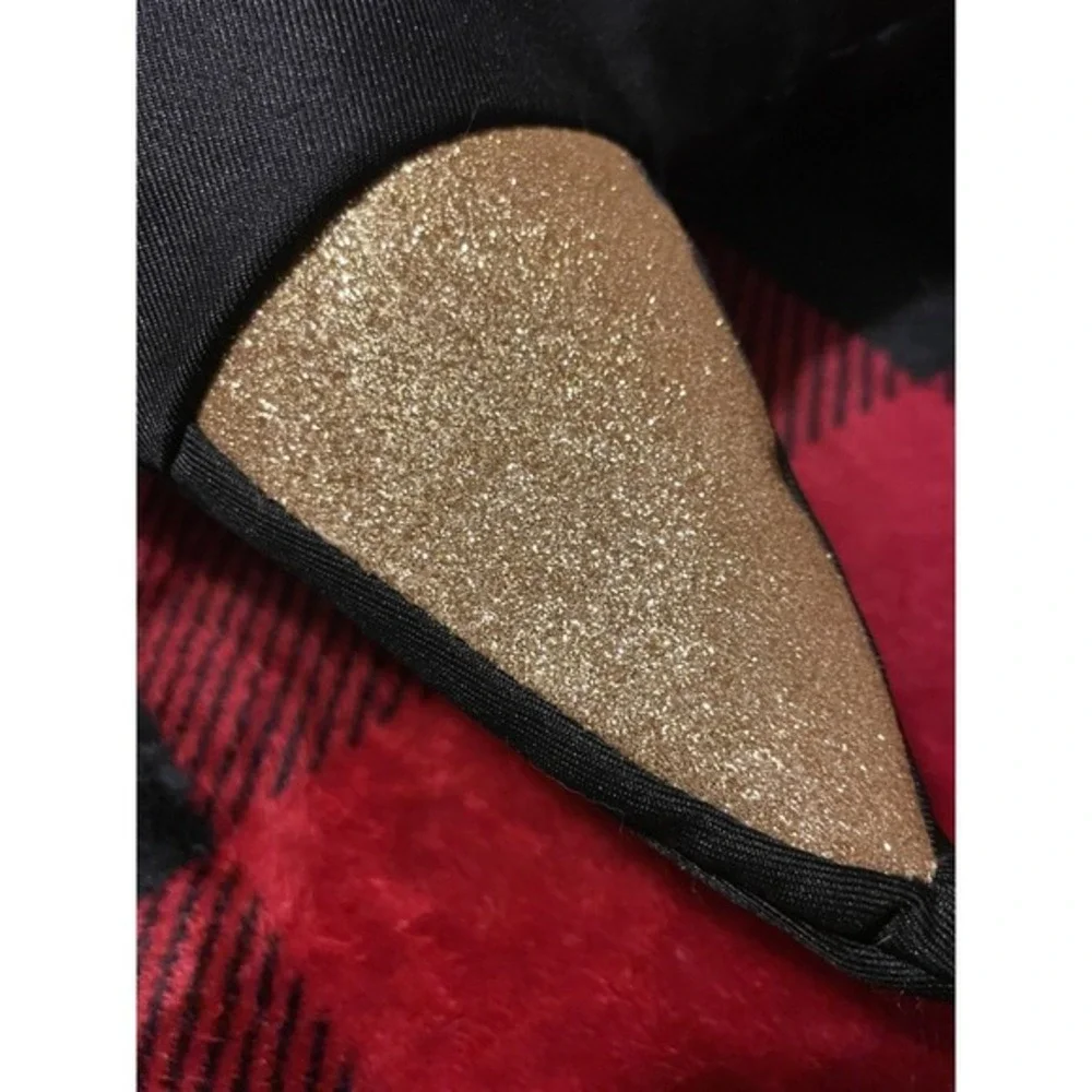 Black Cat Face‎ Gold Ears Whiskers Heart Nose Decor Accent Pillow 16
